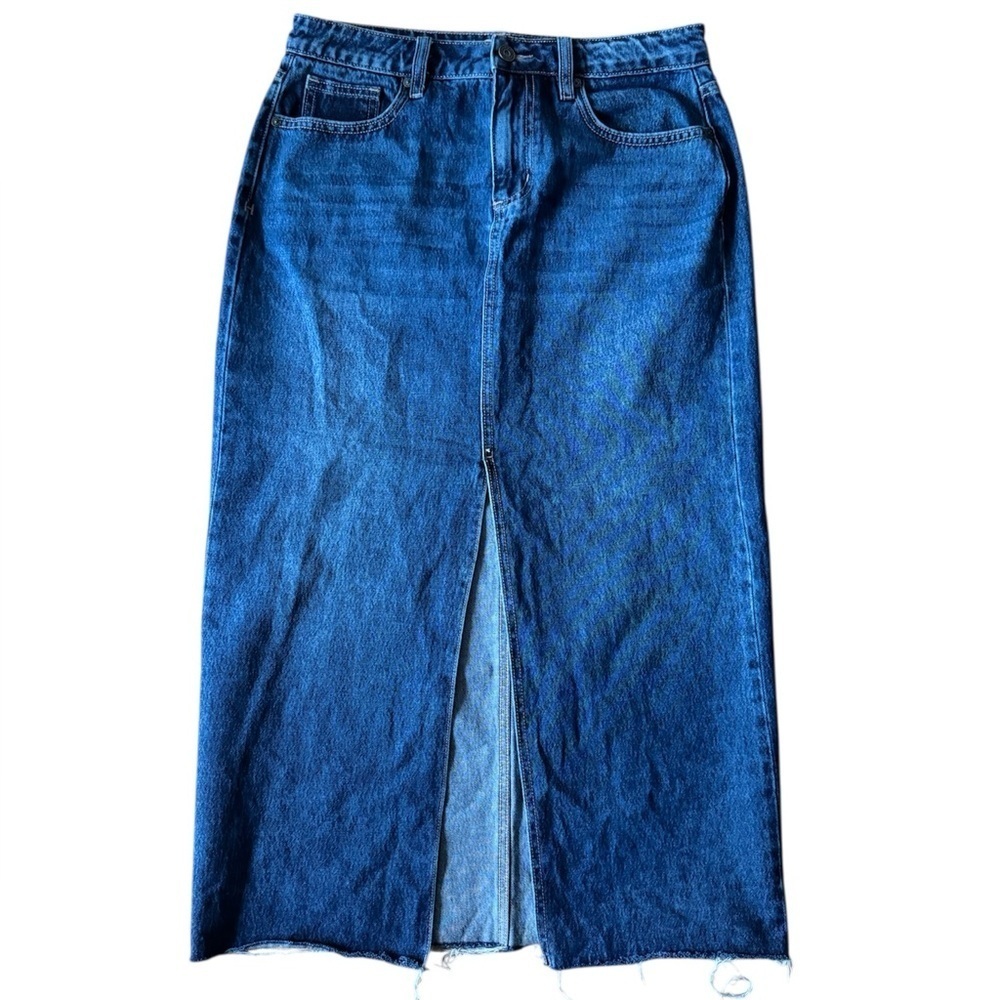 Hidden Jeans Peyton Front Slit Midi Skirt Size Medium Blue Western Baddie